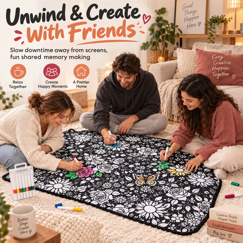 DIY Coloring Blanket Set (includes 24 markers)