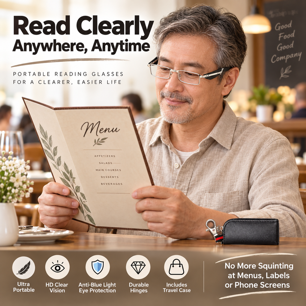 Mini Folding Reading Glasses: HD Anti-Blue Light Eye Protection Portable Readers for Elderly Travel