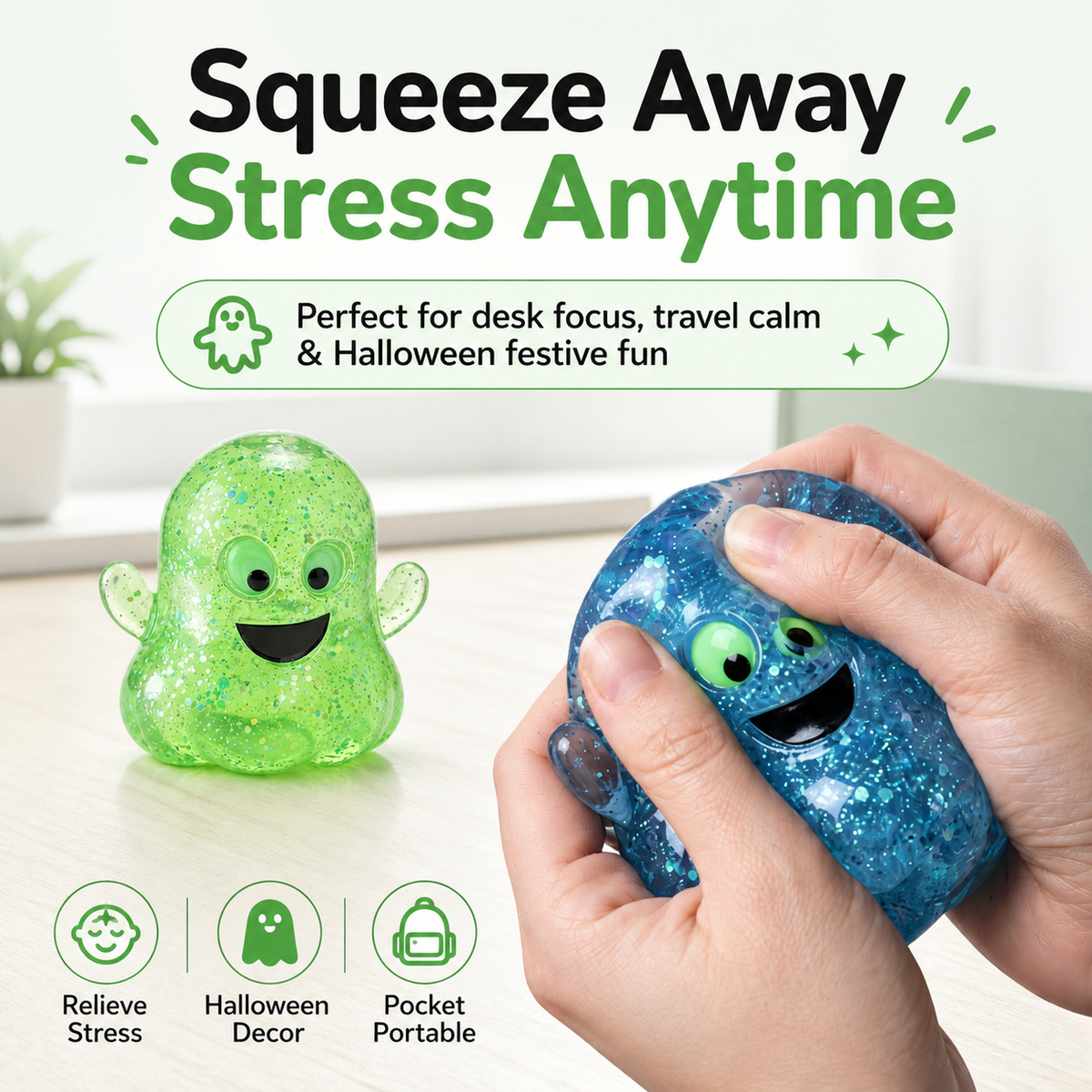 Stress-relieving ghost-shaped slow-rebound soft and cute fingertip toy