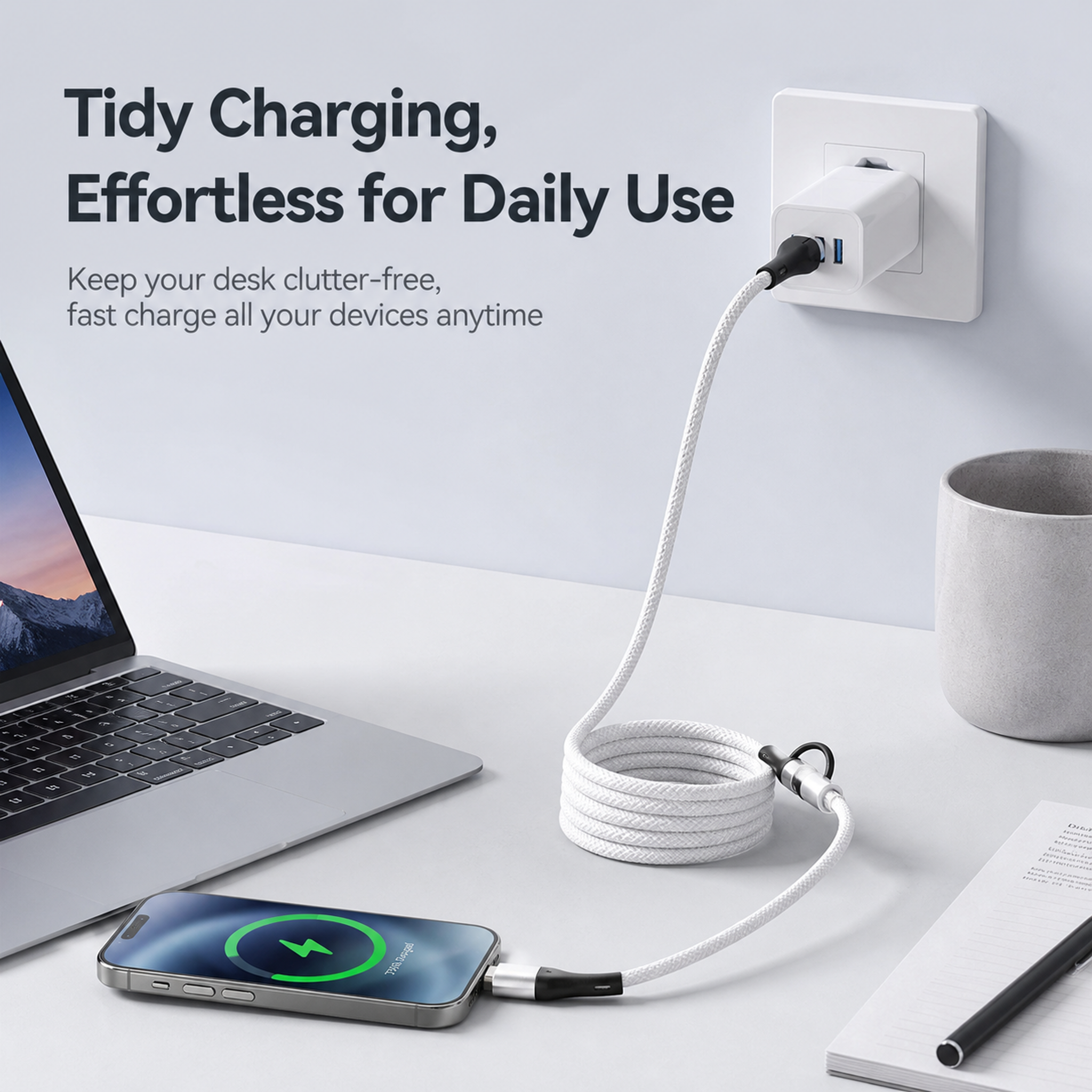 100W 4-in-1 Aluminum Alloy Magnetic Retractable Data Cable