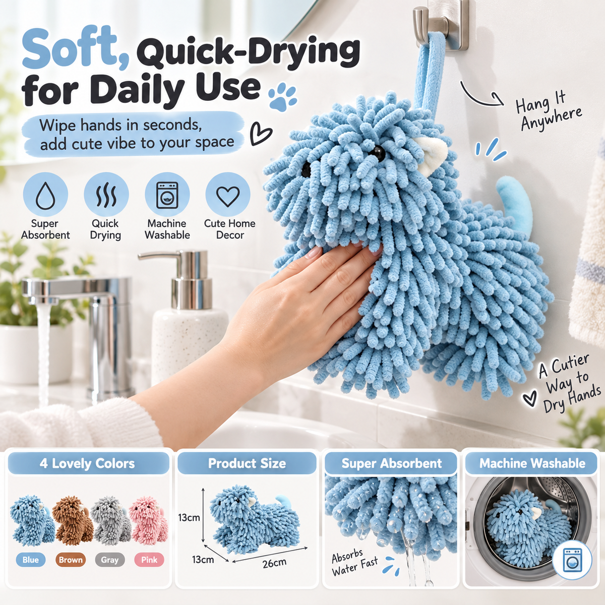 Puppy-shaped hand towel