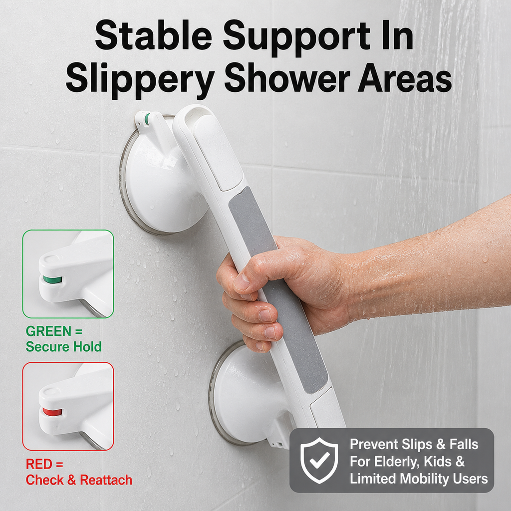 Suction Grab Rail Bar Safe Handle Handrail Disability Bath Shower Safety Support