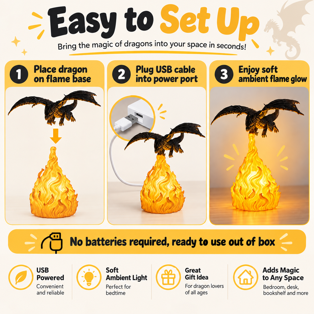 Charizard-shaped night light (with realistic fire-breathing effect)