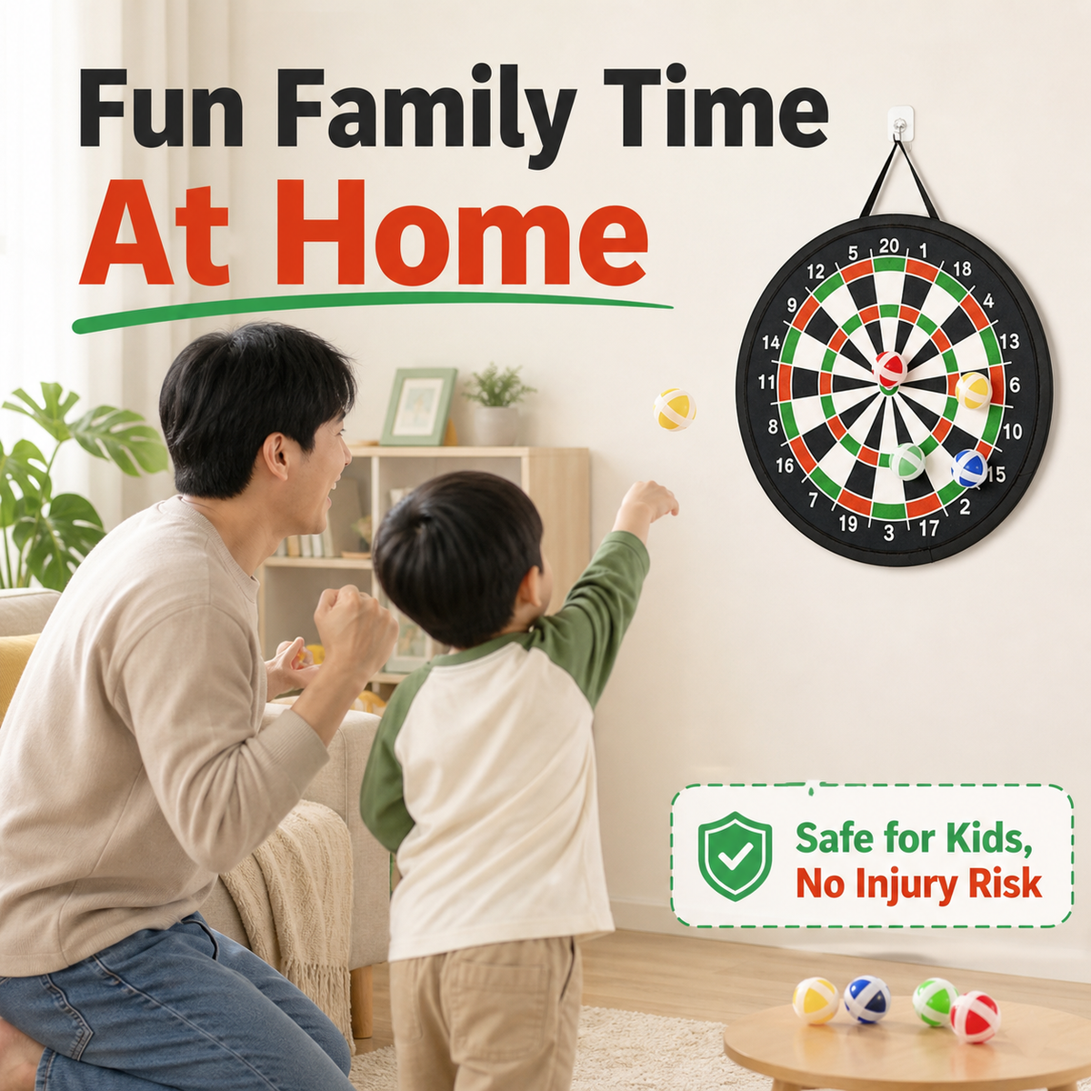 Foldable sticky dartboard set (includes 6 sticky dart balls)