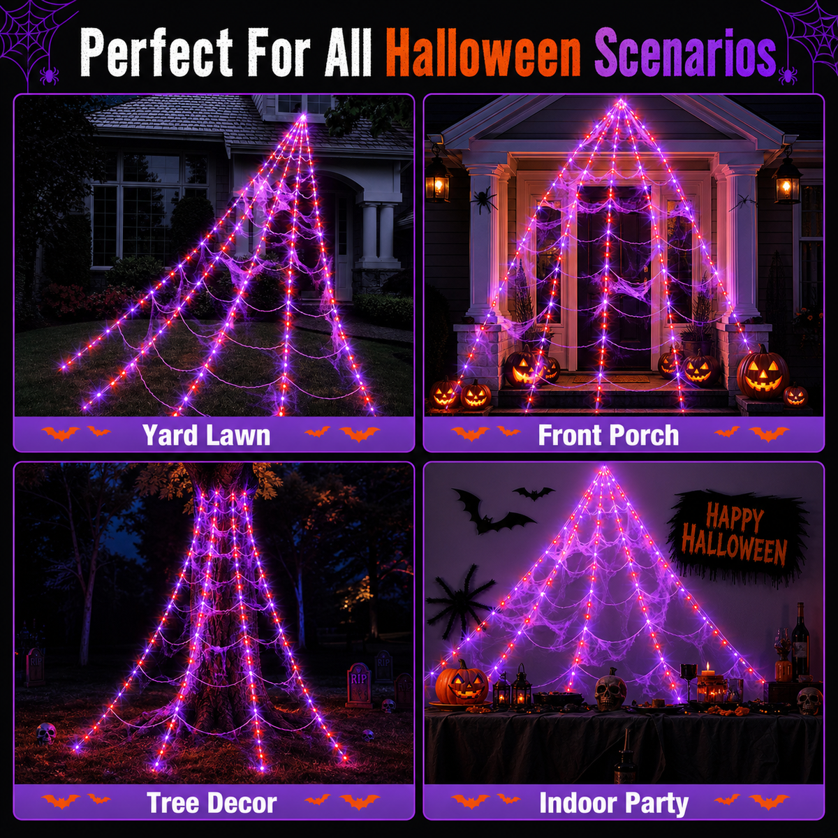 Halloween Spiderweb String Lights