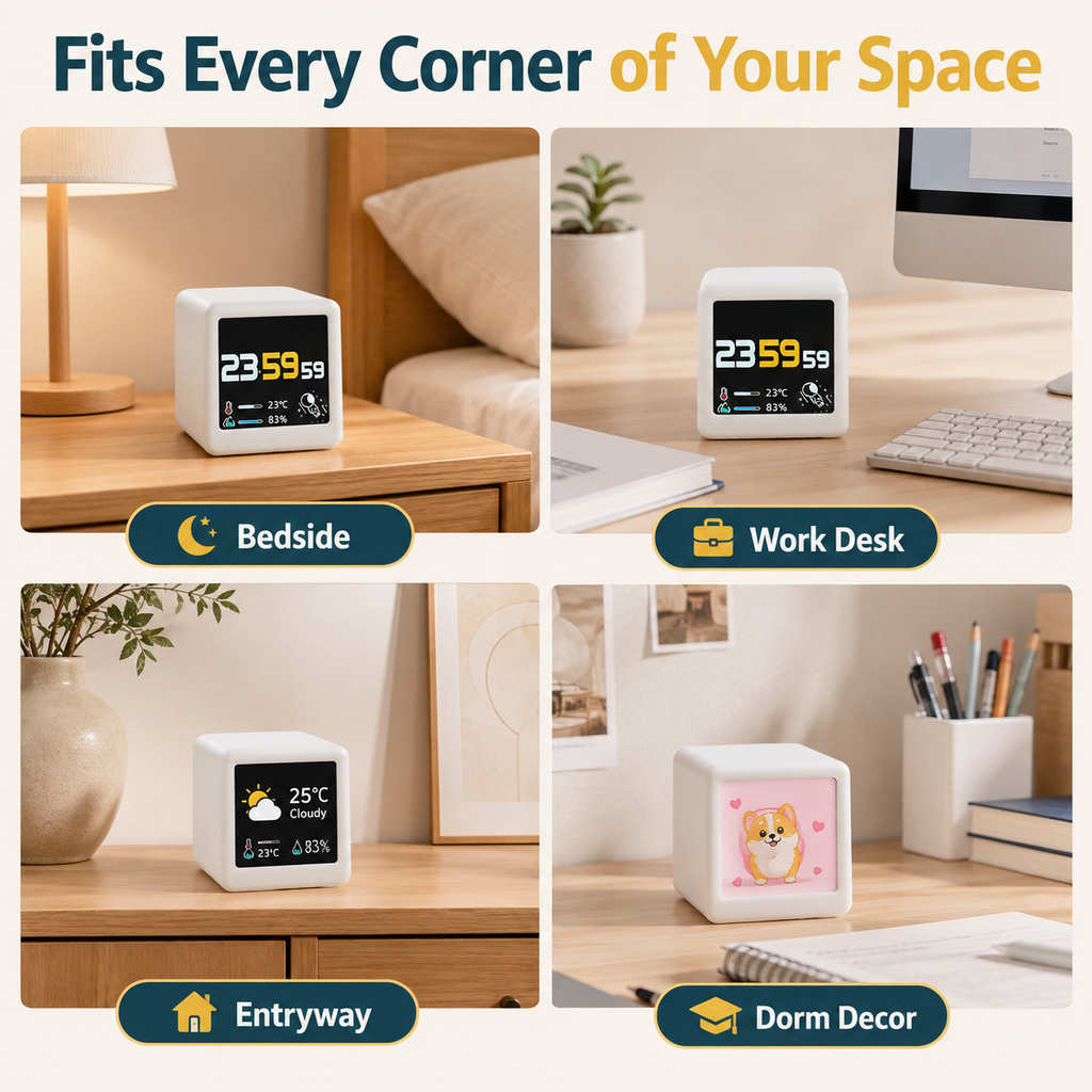 WiFi Time Weather Display Multifunctional Easy Using Desktop Digital Clock