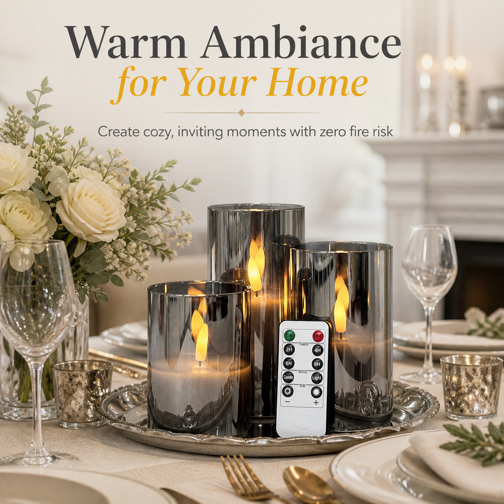 Three-piece LED electronic candle set
