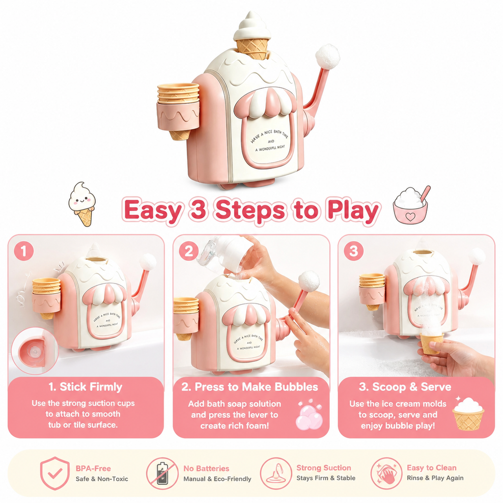 Children's bathroom ice cream bubble machine