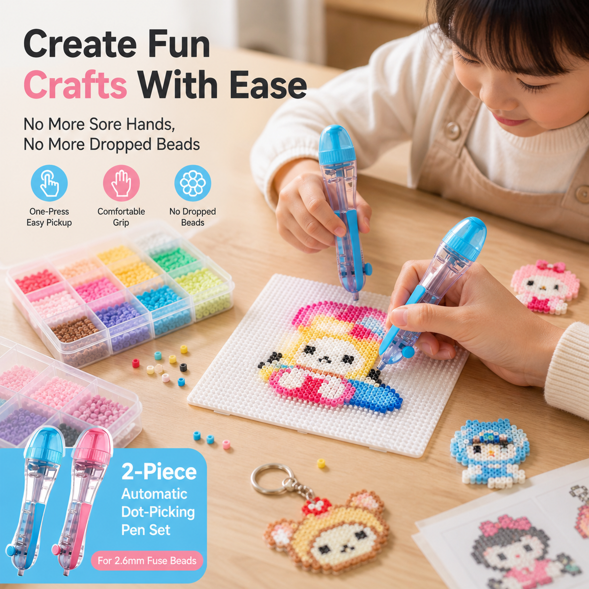 DIY Fuse Bead 2-Piece Set with Automatic Bead-Placing Pen