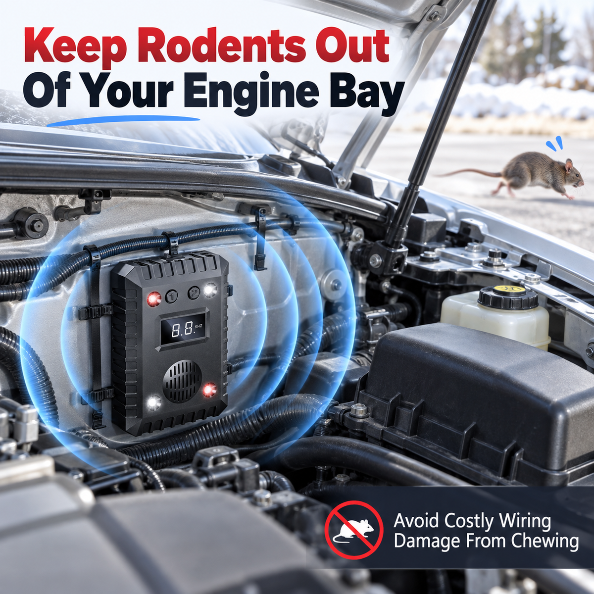 2026 Model Ultrasonic Rodent Repeller for Vehicle Engines