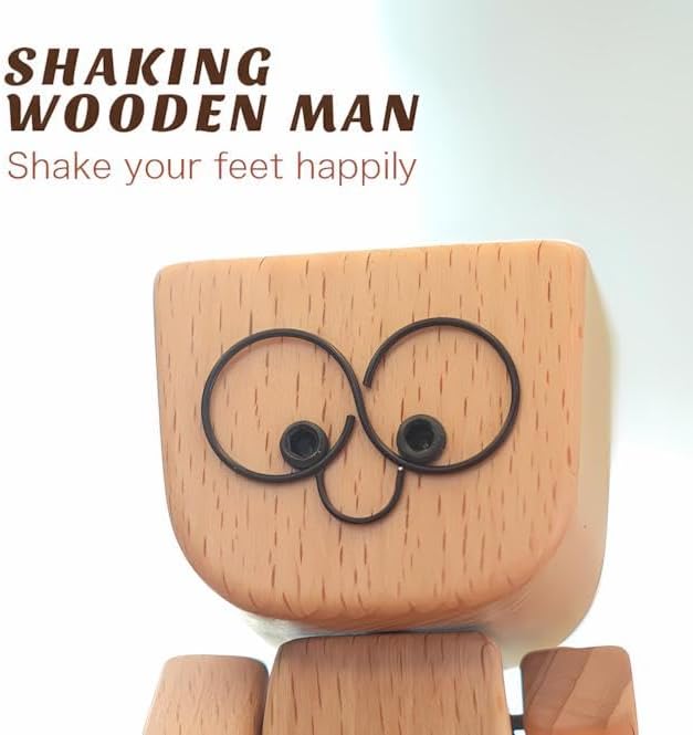 💖Handmade Charming Shaking Wooden Man Figurine with 12PCS Magnetic Expressions