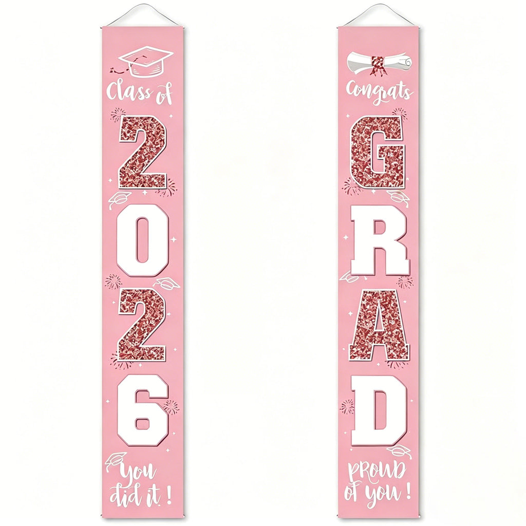 🎓Class of 2026 Graduation Banner | Congrats Grad Front Door Porch Decor for Graduation Party (✨Set of 2)