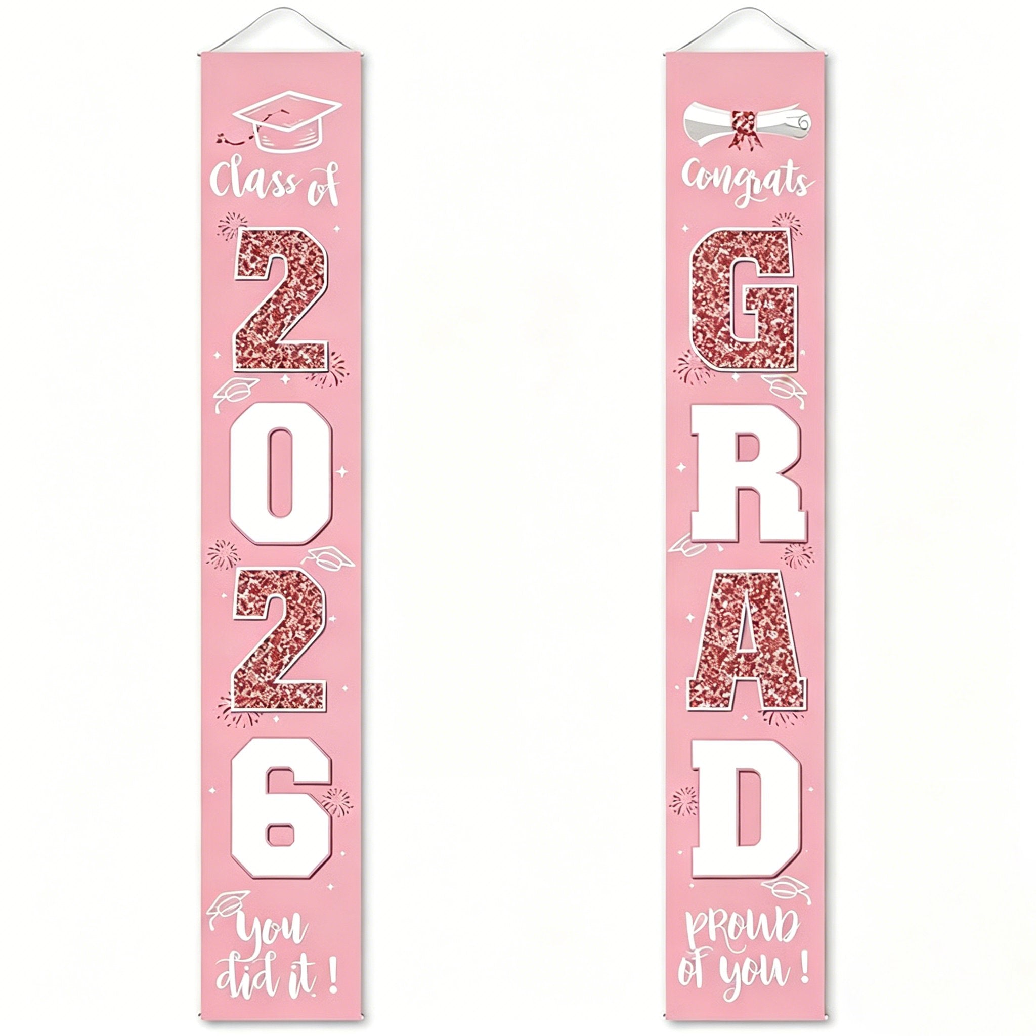 🎓Class of 2026 Graduation Banner | Congrats Grad Front Door Porch Decor for Graduation Party (✨Set of 2)
