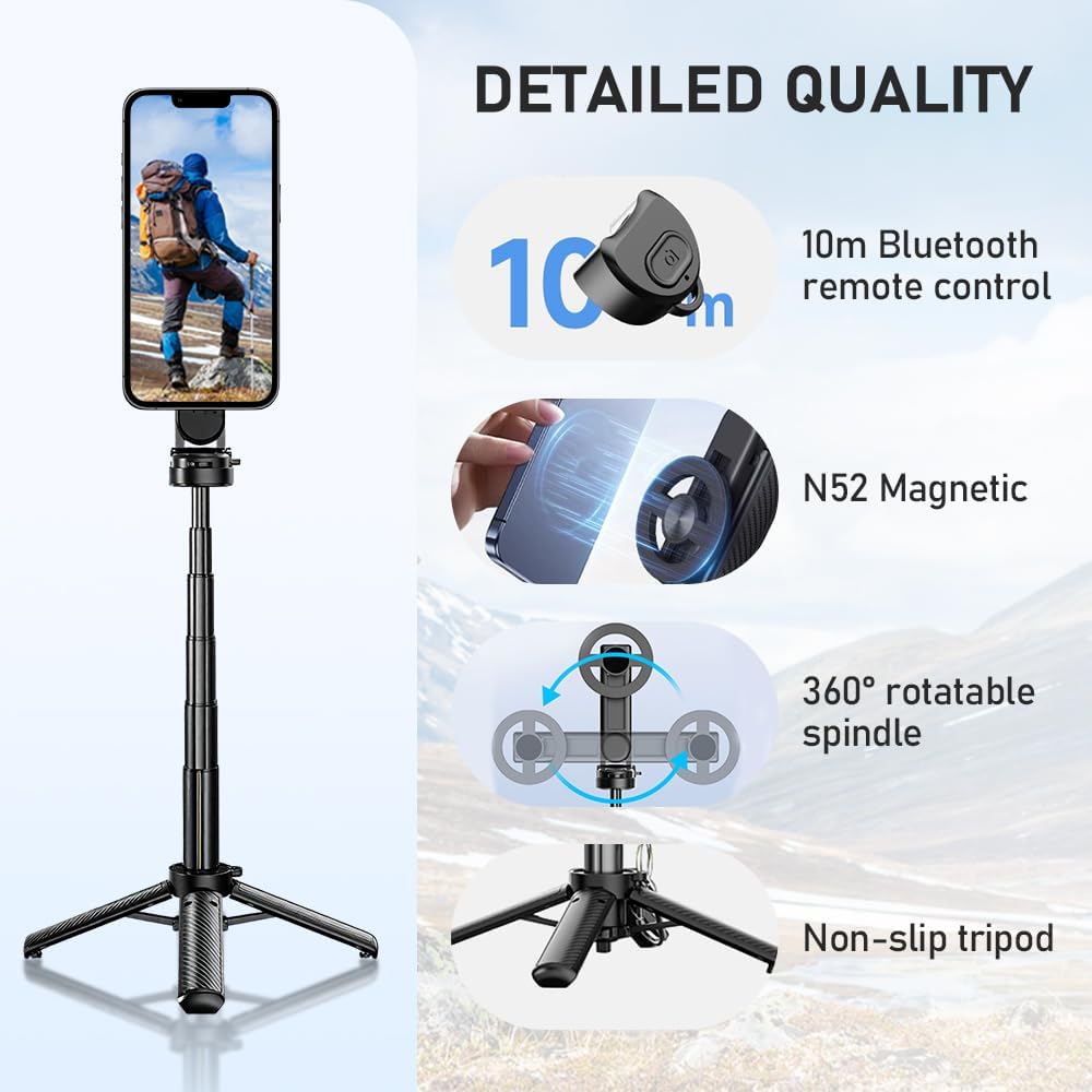 49% OFF:Hands-Free Magic! Magnetic 4-in-1 Selfie Stick Tripod for Phone 🤳🔥