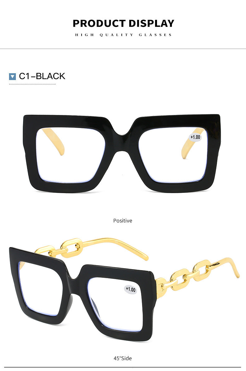 🔥Last day, 70% OFF!🔥-Women’s Oversized Square Chain Reading Glasses(1set-6pcs)