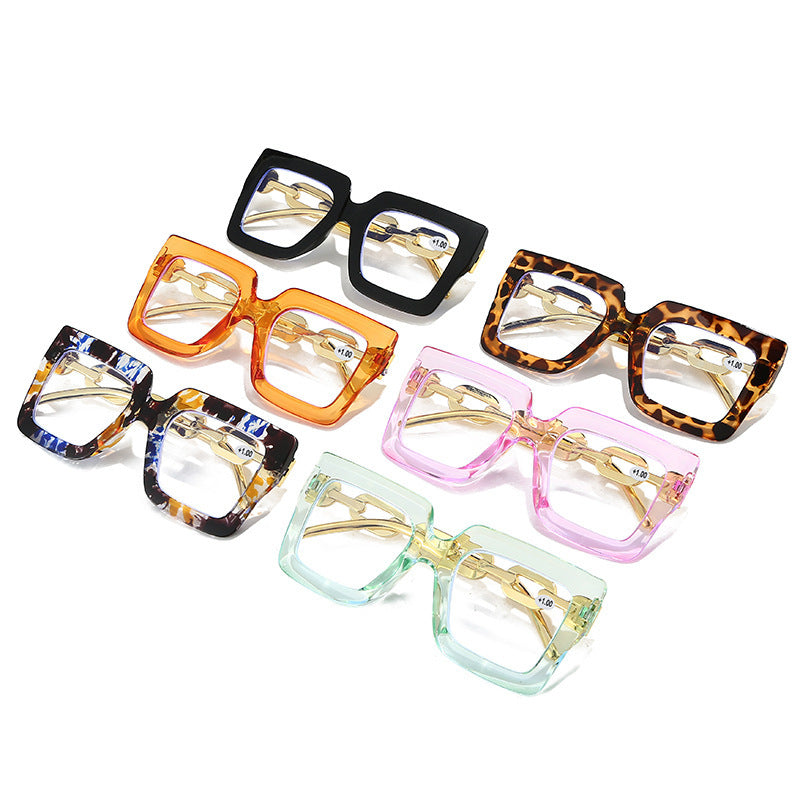 🔥Last day, 70% OFF!🔥-Women’s Oversized Square Chain Reading Glasses(1set-6pcs)