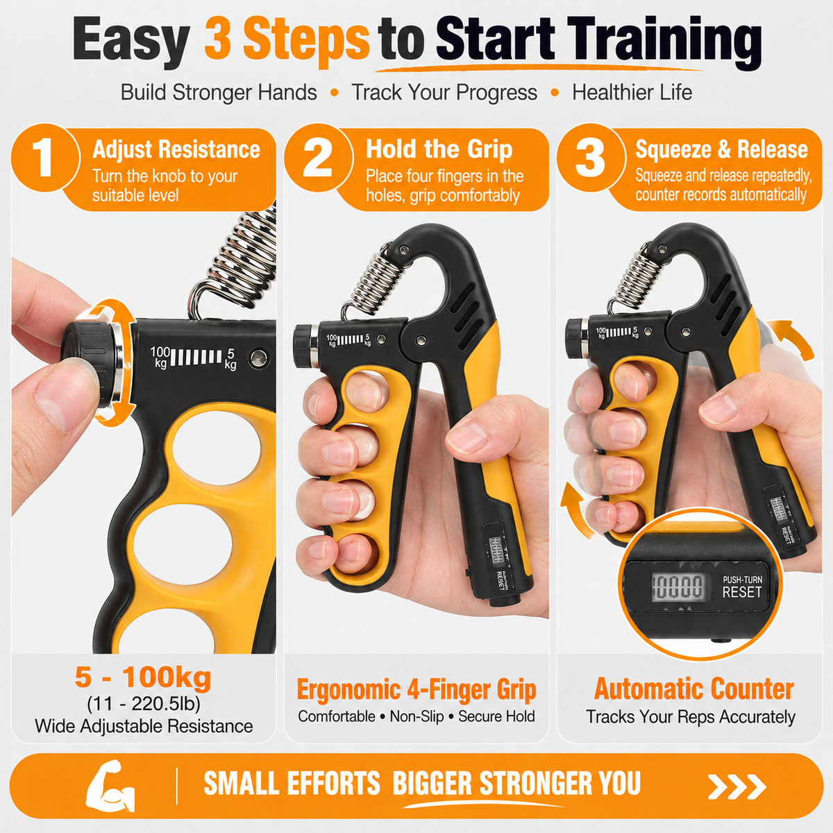 Professional Adjustable-Resistance Hand Gripper