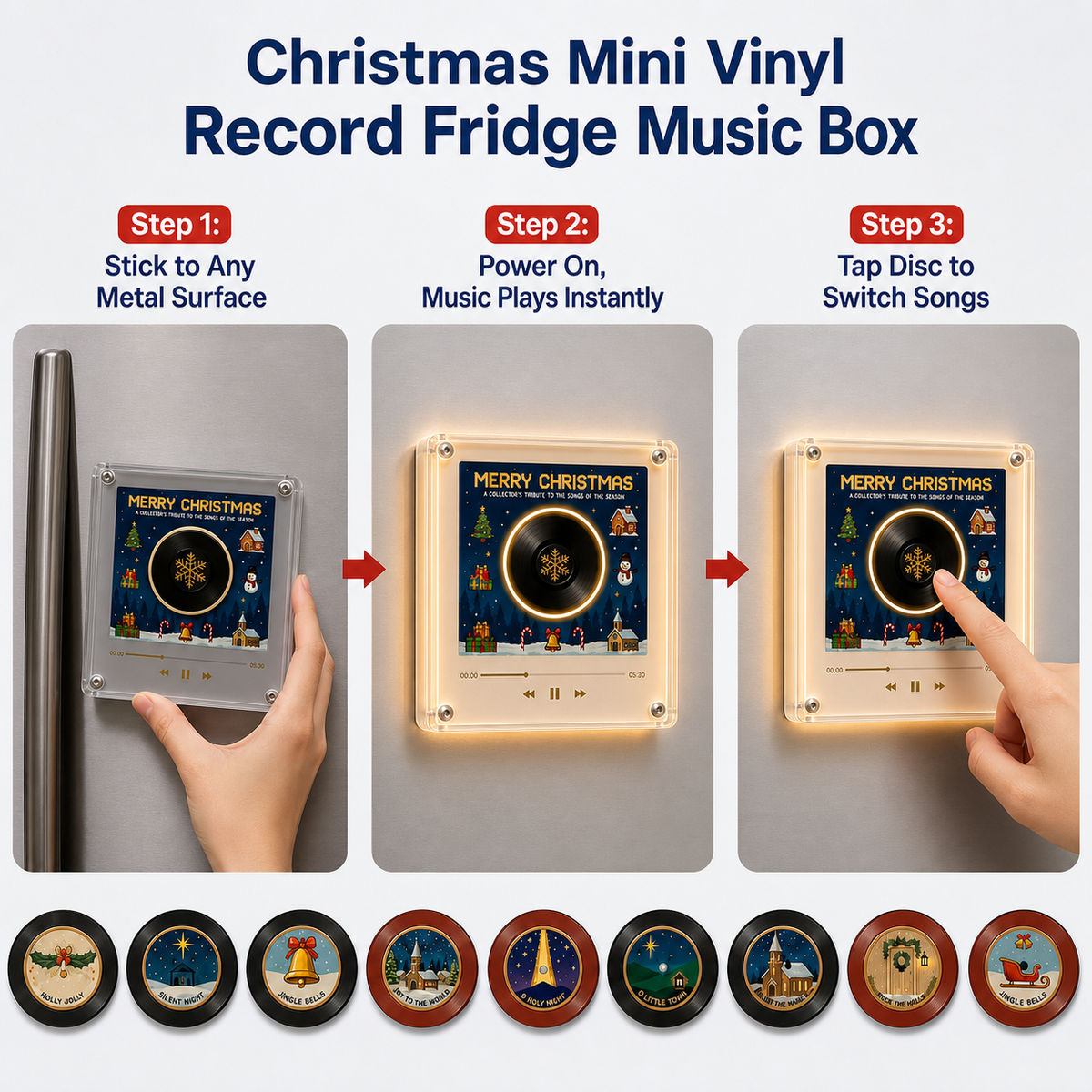 Christmas Mini Vinyl Record Fridge Music Box