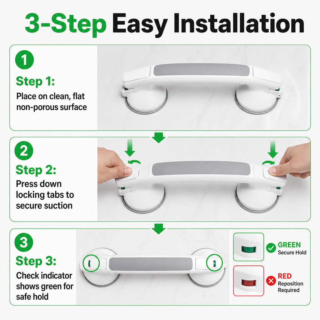 Suction Grab Rail Bar Safe Handle Handrail Disability Bath Shower Safety Support