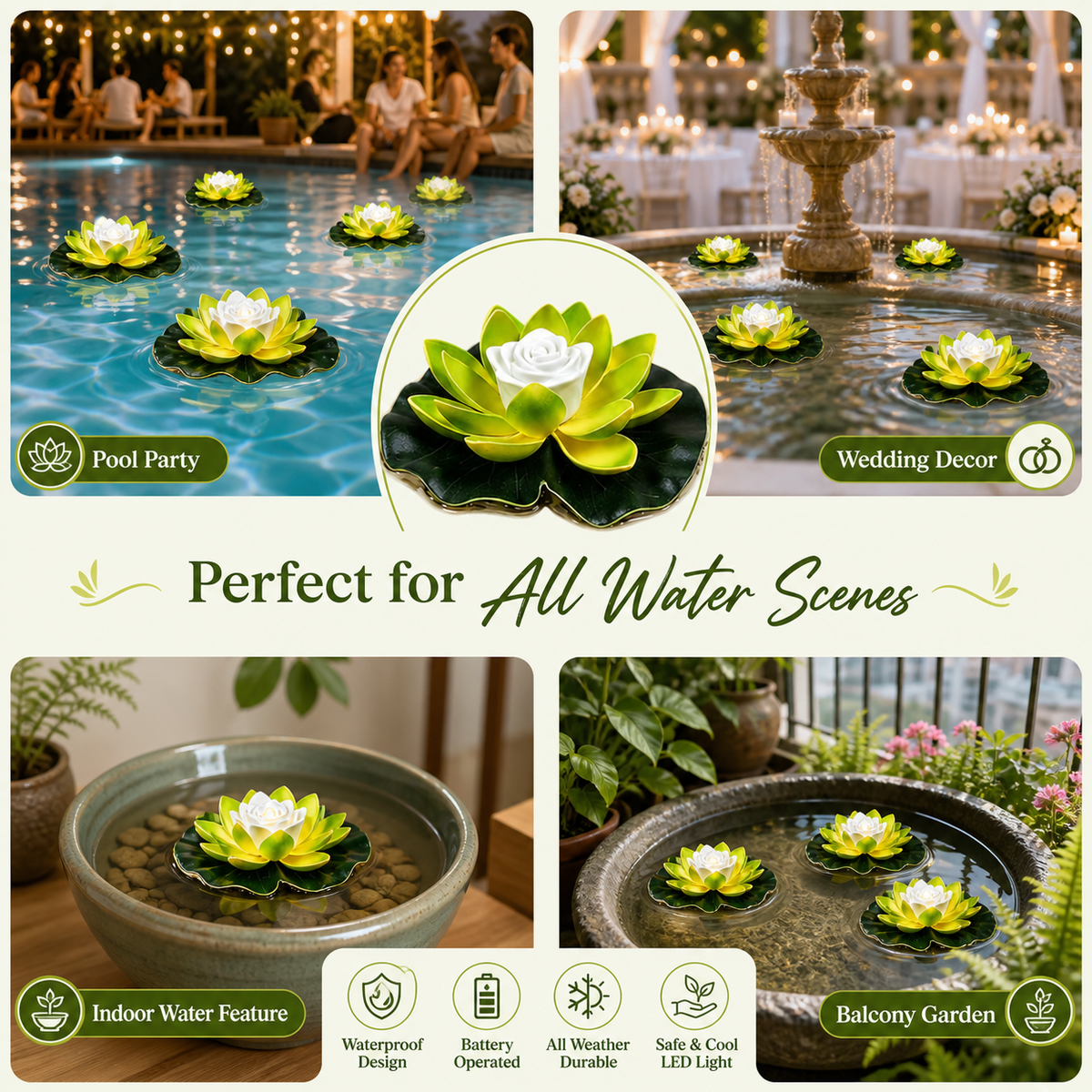 Floating LED lotus lamp