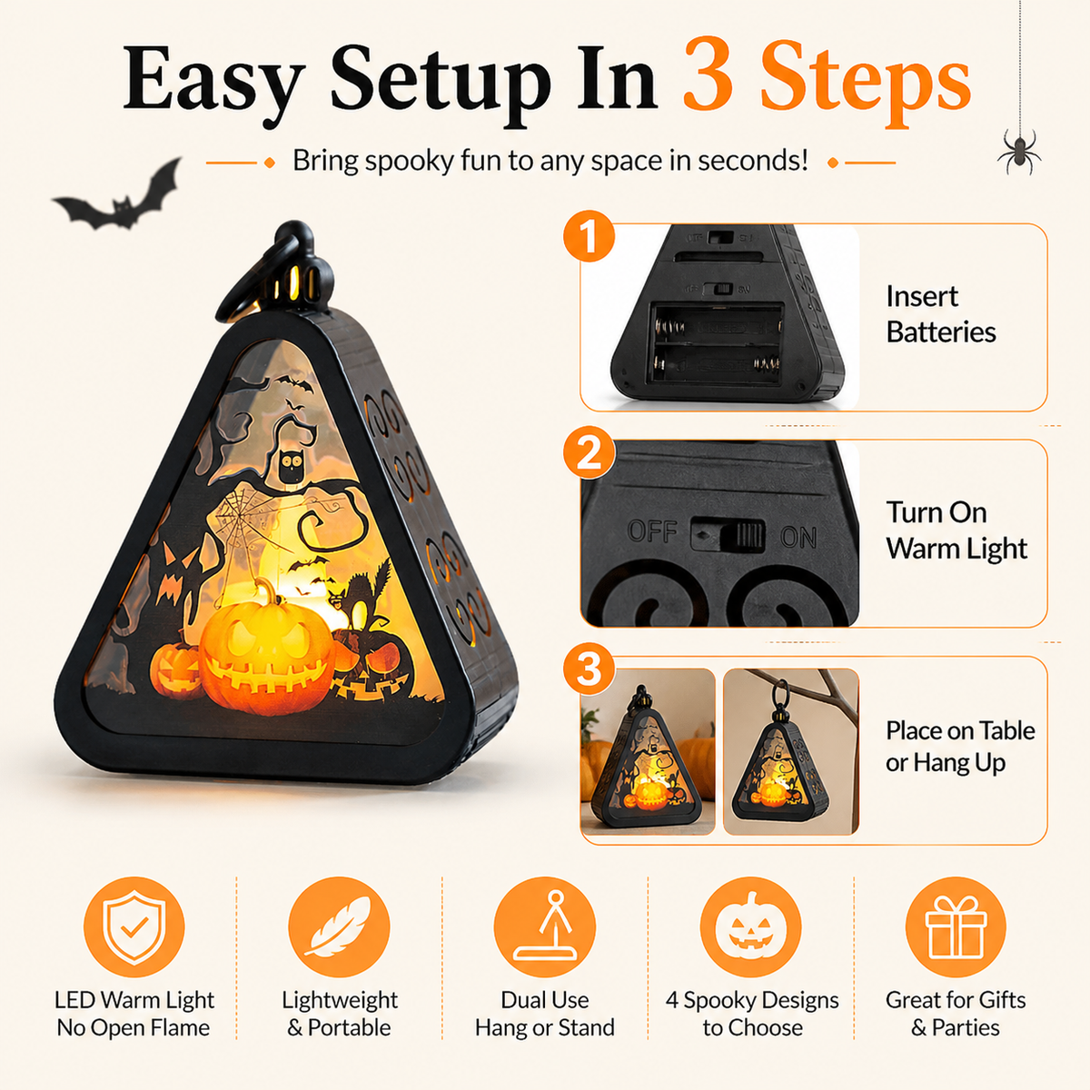 Halloween decorations portable jack-o-lanterns tabletop ornaments