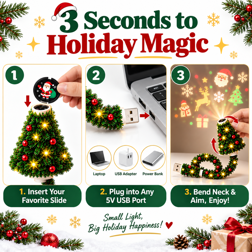 HD USB Christmas tree projector light