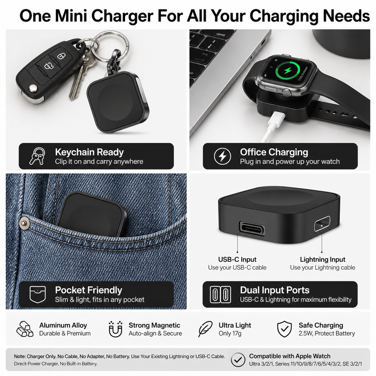 Watch charger: 2.5W magnetic wireless charger