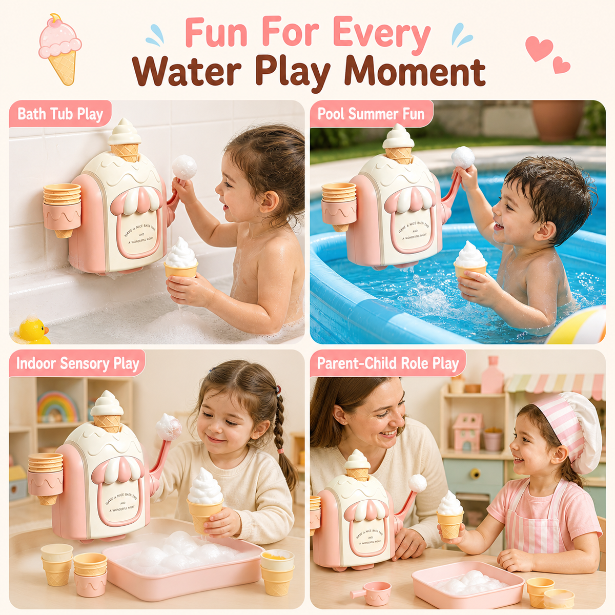 Children's bathroom ice cream bubble machine