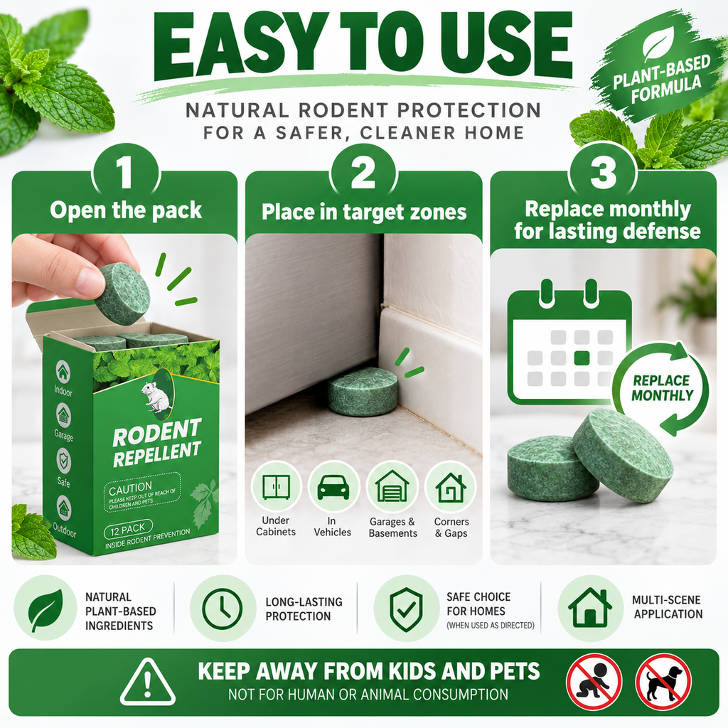 12 Packs of Natural Rodent Repellent (Containing Camphor and Peppermint Oil)
