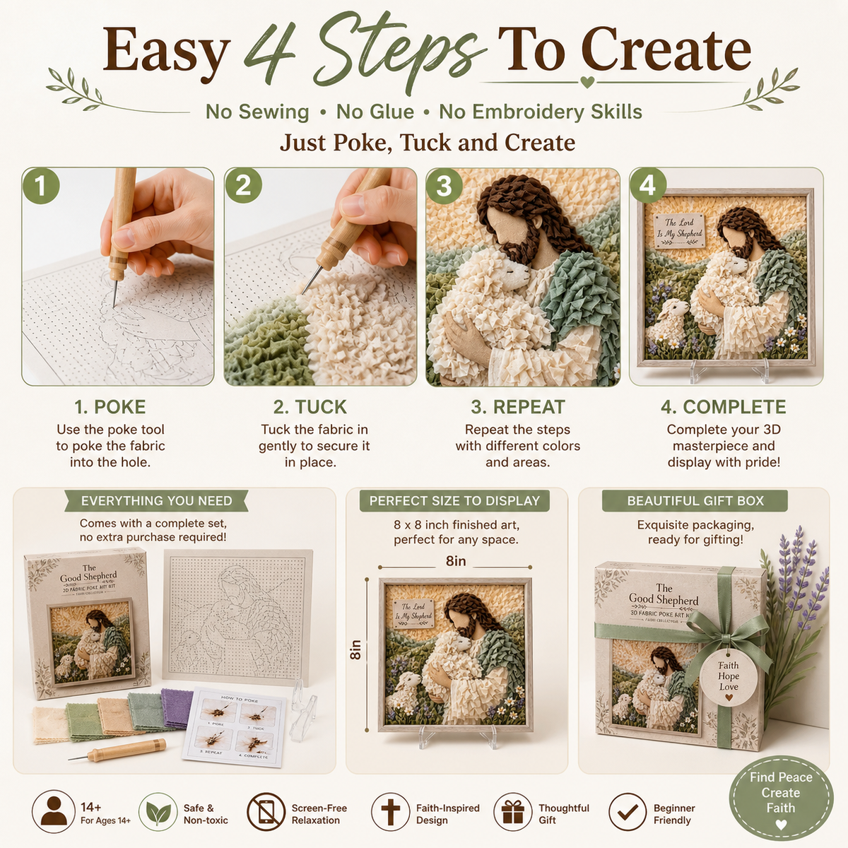 3D Christian Fabric Poke Art Kit