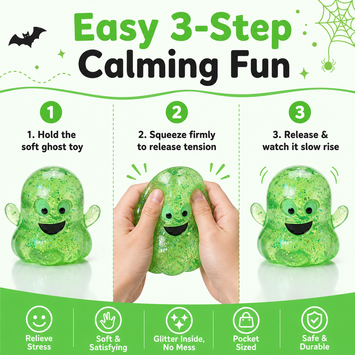 Stress-relieving ghost-shaped slow-rebound soft and cute fingertip toy