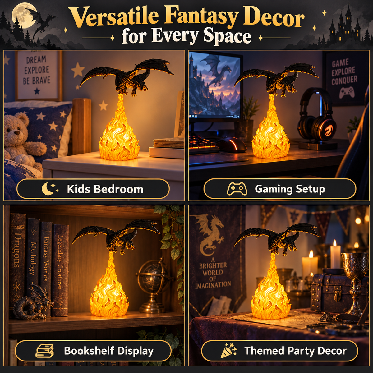 Charizard-shaped night light (with realistic fire-breathing effect)