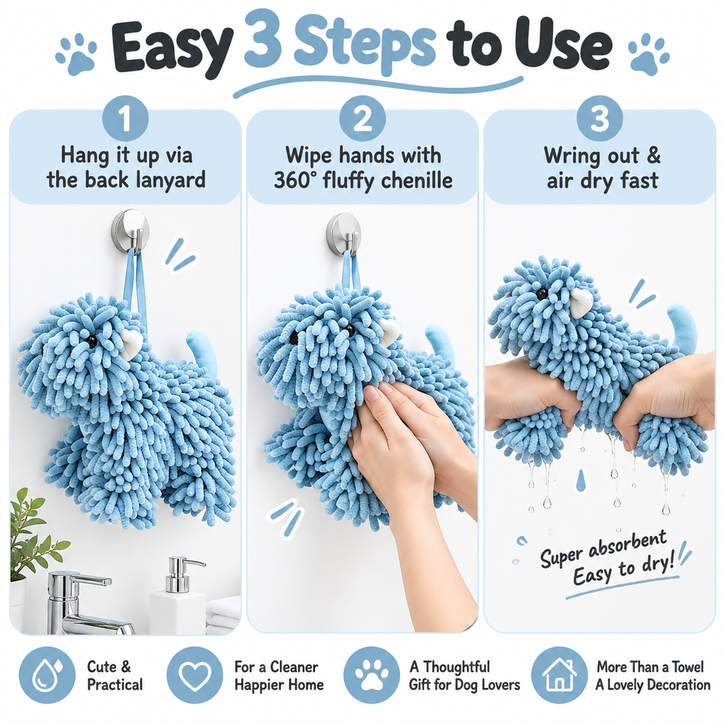 Puppy-shaped hand towel