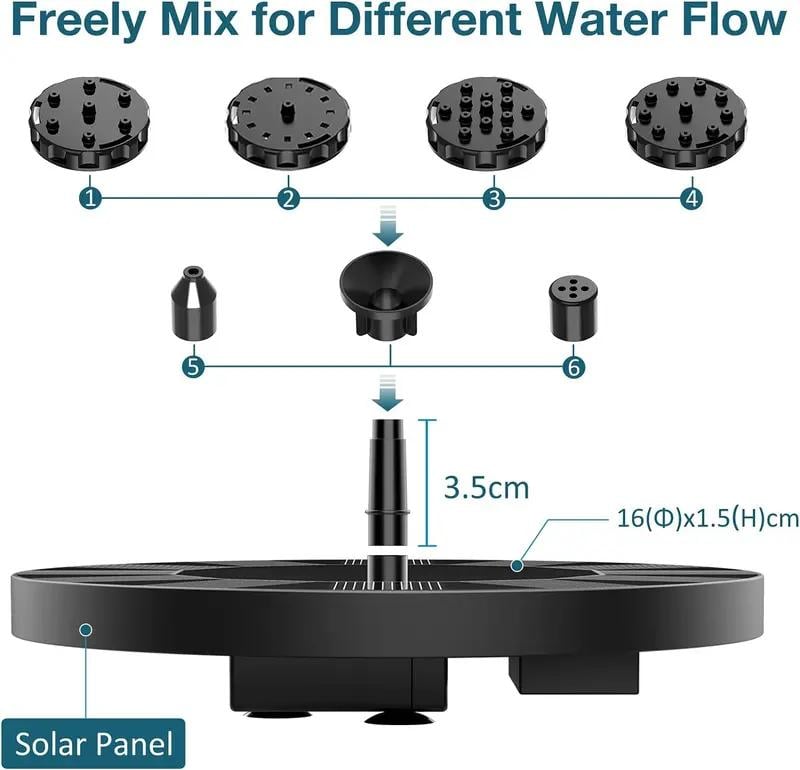 🌞Solar Fountain💧 – Bath Toy For Children, 1.5W Solar Panel Kit Water Pump, 4 Nozzles
