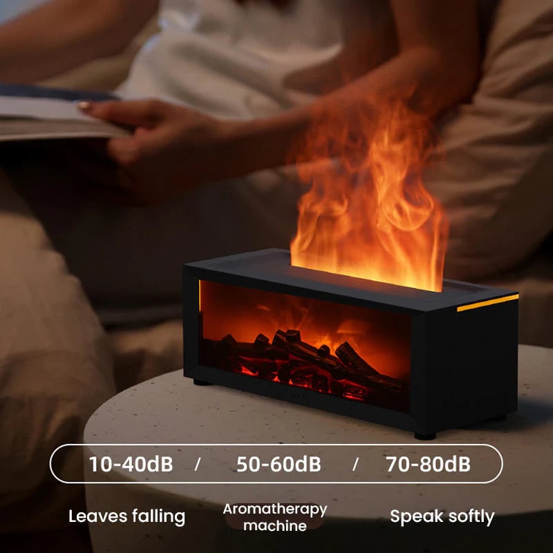 Colorful Flame Fireplace Aroma Diffuser 300ml Waterless Auto-Off Air Humidifier