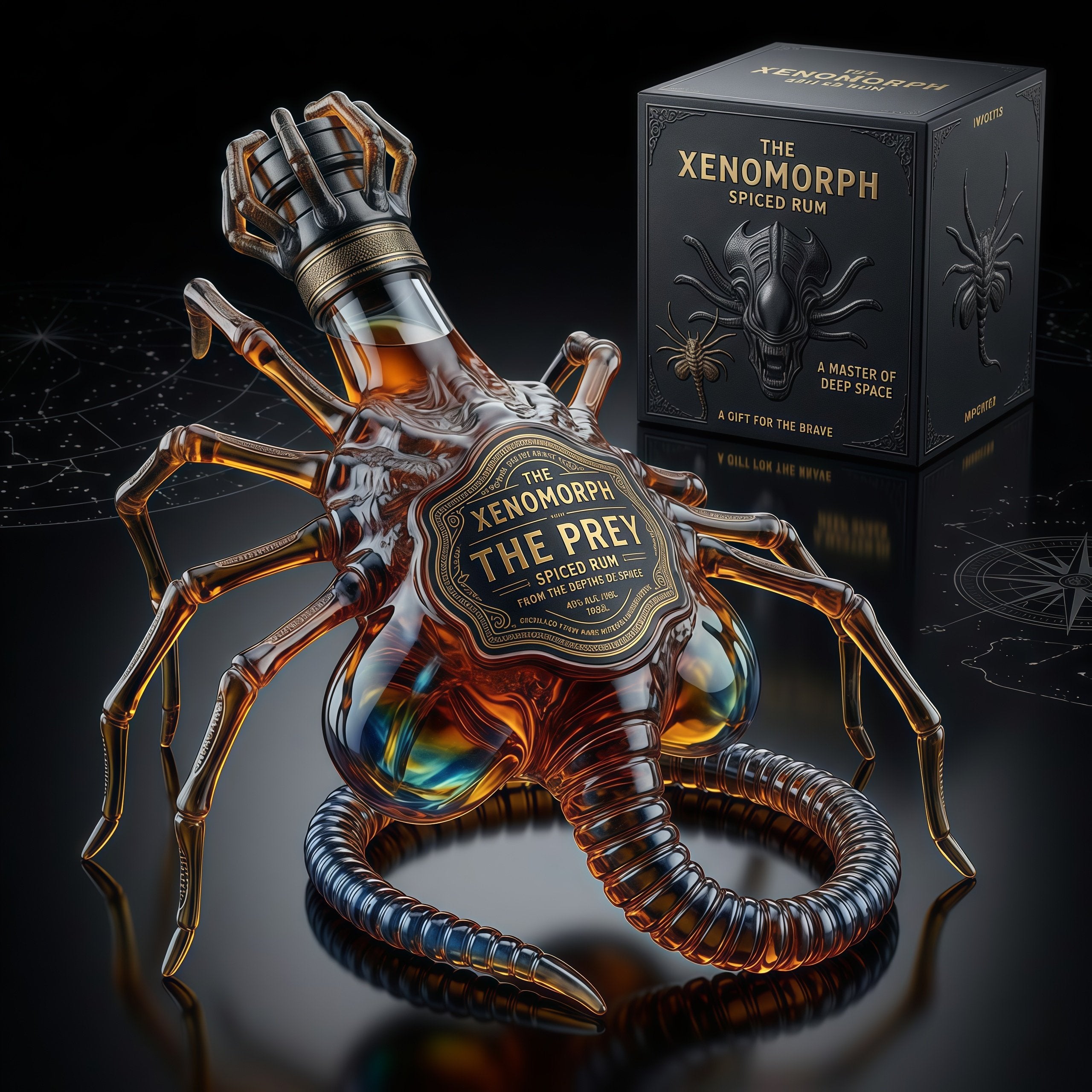 The Facehugger Black Spiced Rum 3D Sculpted Facehugger Collector's Edition Bottle