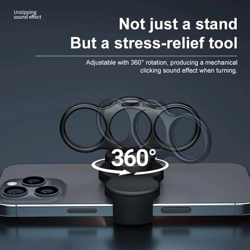 Dual-Ring Three-Finger Back Clip Holder - 360° Rotating Foldable Kickstand, Ultra Strong Clip Holder