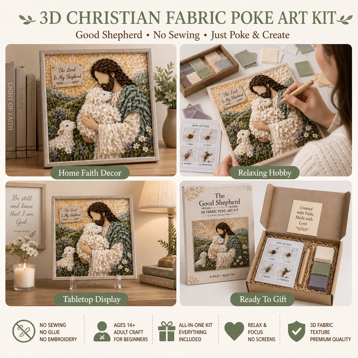 3D Christian Fabric Poke Art Kit