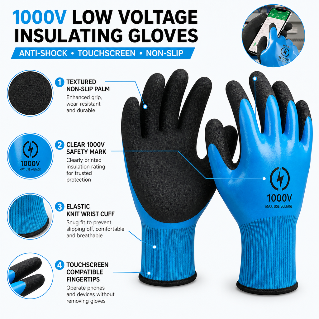 Low-voltage insulating gloves (1000V)
