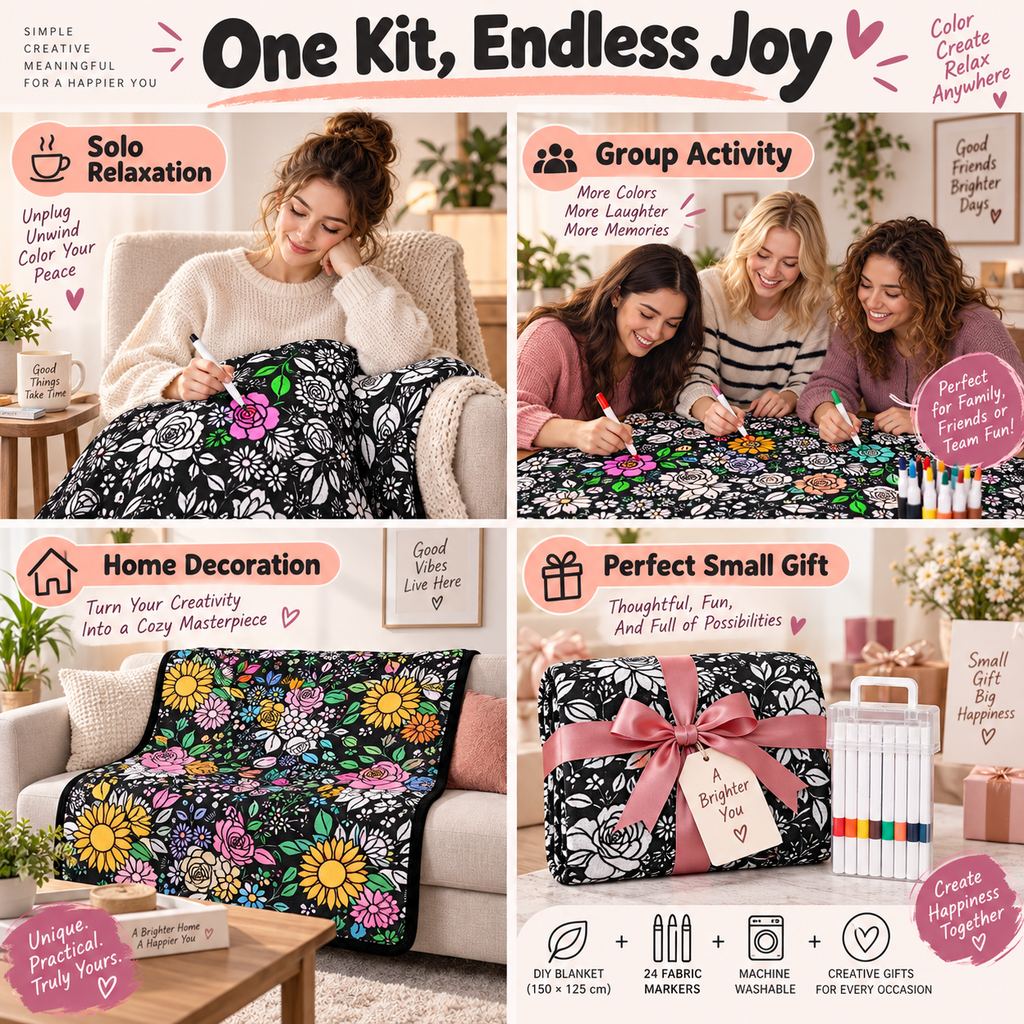 DIY Coloring Blanket Set (includes 24 markers)