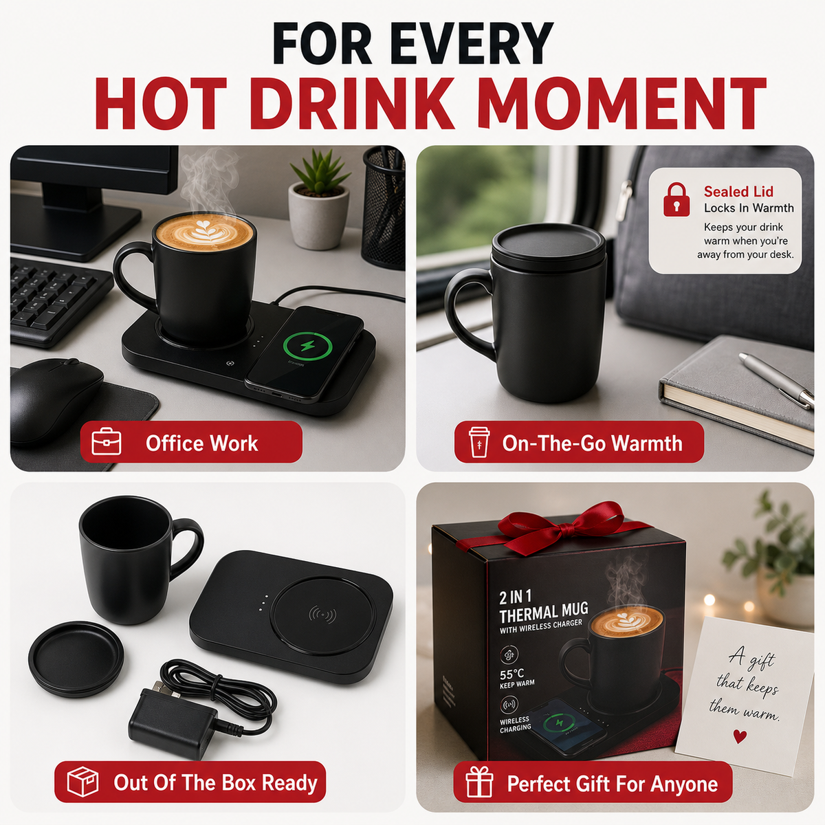 Black Smart Thermal Mug
