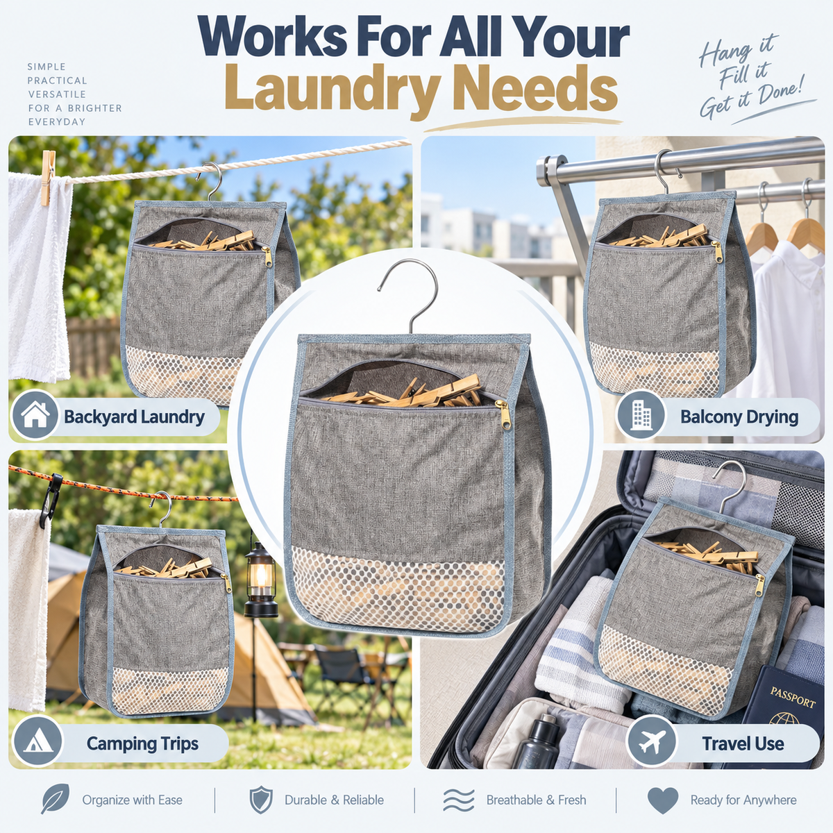 Outdoor Clothes Peg Storage Bag
