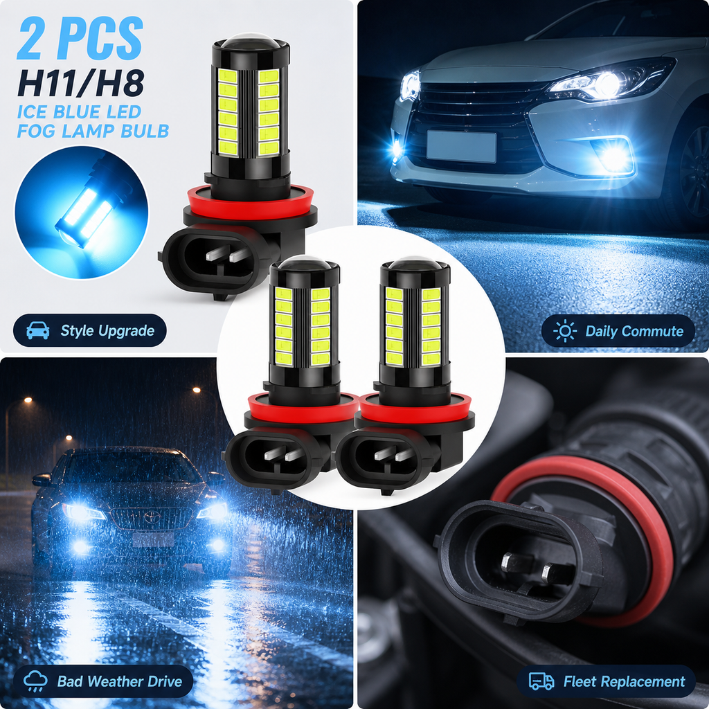 2 PCS H11/H8 ice blue LED fog lamp bulb