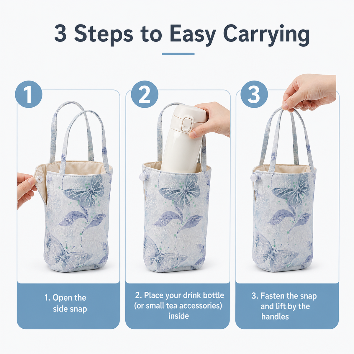 Portable insulated water bottle storage bag