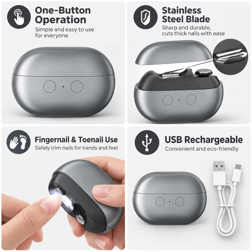 Electric Nail Clipper with LED Light