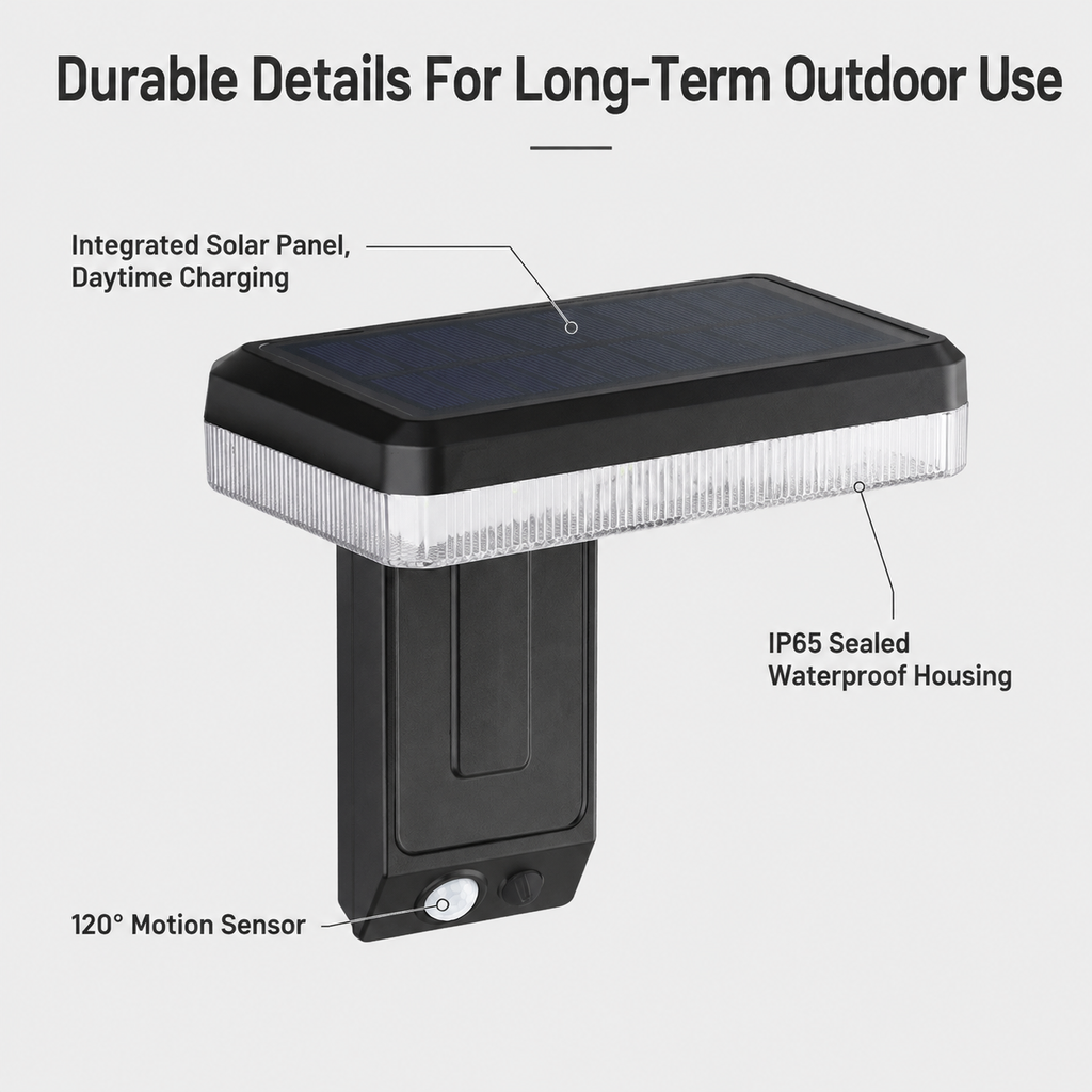Solar Rechargeable Wall Lamp Sensor Light Waterproof IP65 Outdoor