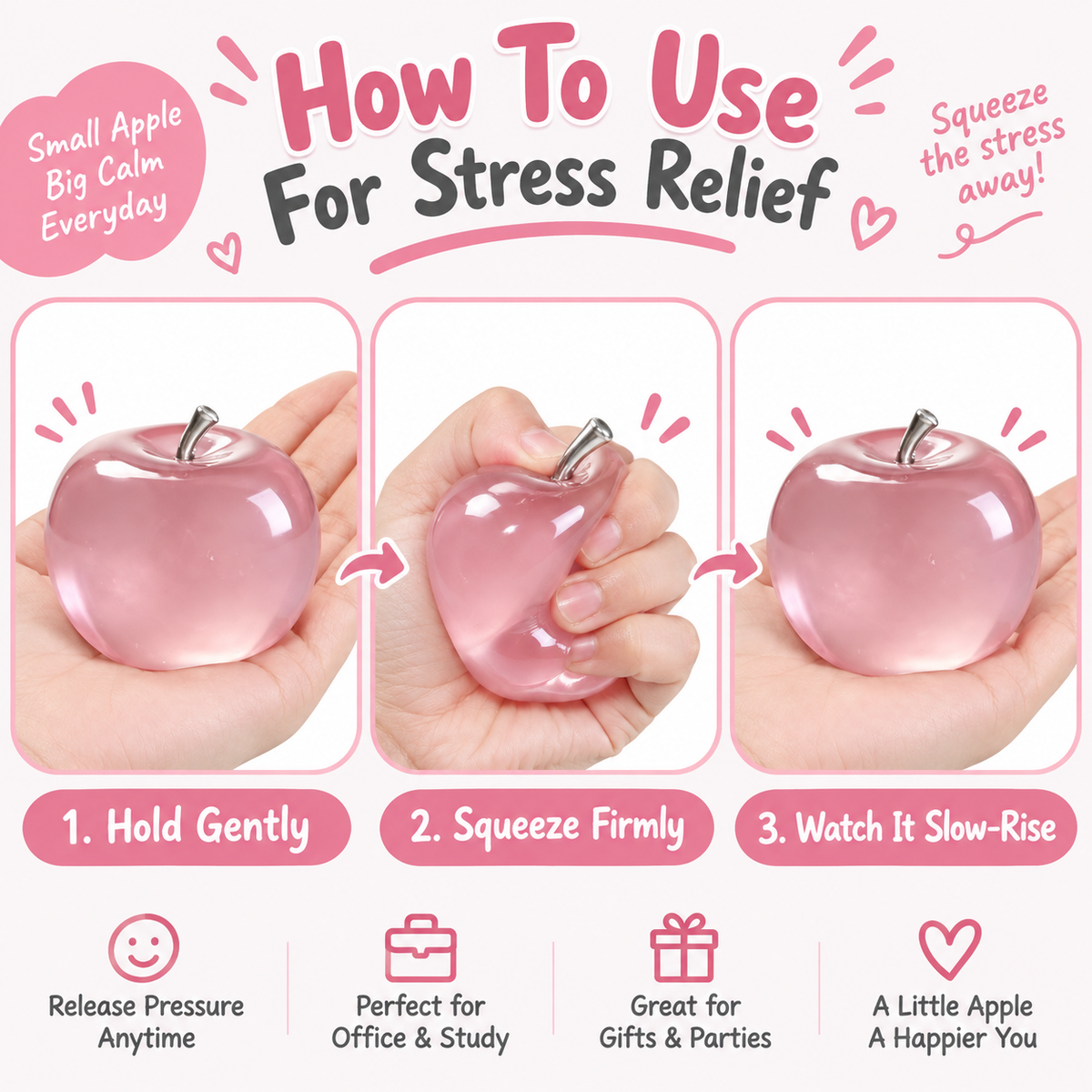 Realistic Apple Slow-Rising Stress Relief Squeeze Toy