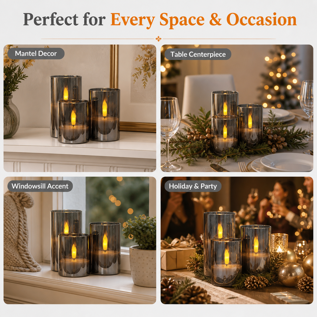Three-piece LED electronic candle set