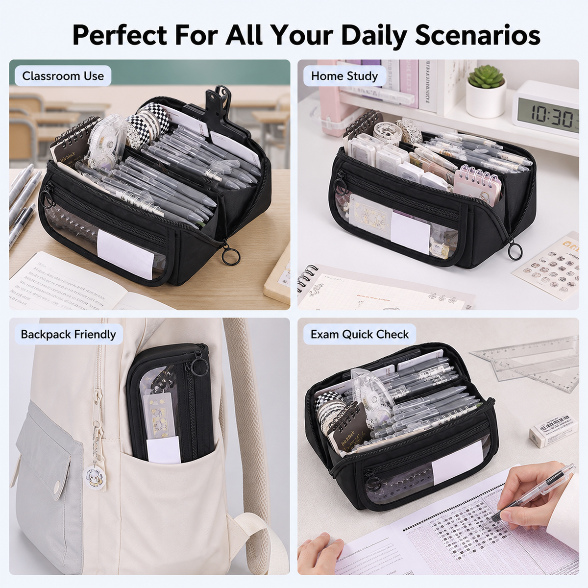 Large-capacity 9-layer transparent pencil case