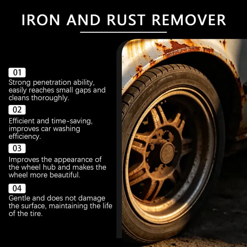 Bronze Bomber Non-Acid Wheel Cleaner 120ML, Iron & Rust Remover Spray for Wheels, Rims, and All Metal Surfaces, Safe for Cars, Motorcycles & Trucks, with Free Cleaning Towel